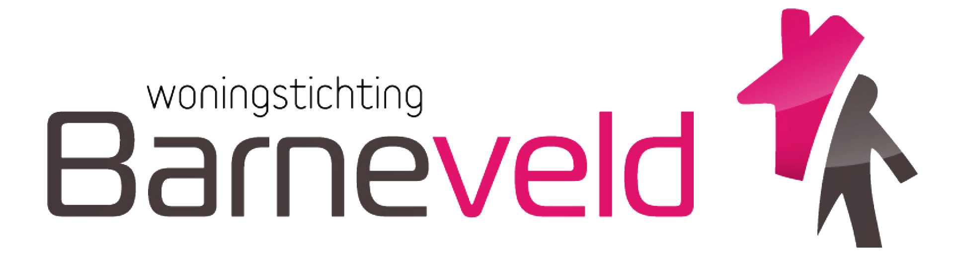 Zwarte en roze letters woningstichting barneveld