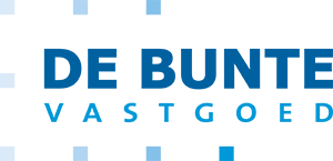 Logo van De Bunte vastgoed blauw met witte achtergrond.
