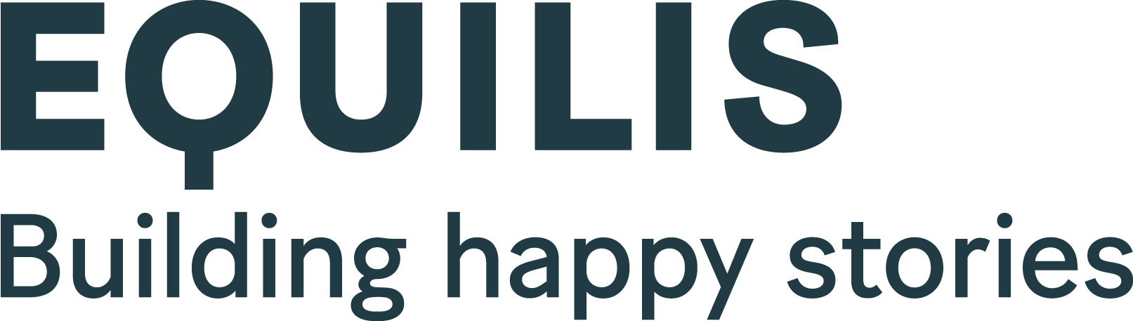 Logo van projectontwikkelaar Equilis zwarte letters Equilis Building happy stories